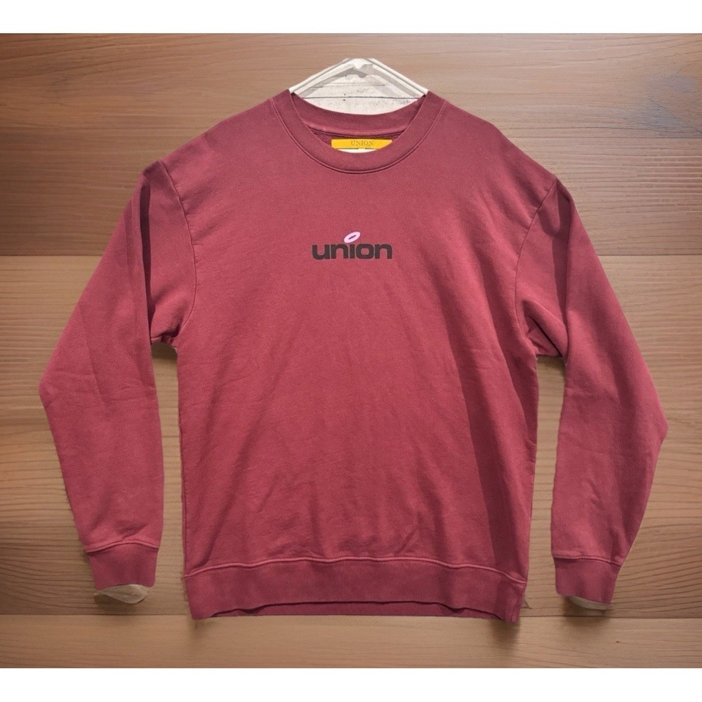 VTG UNION LA Crewneck Sweatshirt Sz L Burgundy Pullover Skate Active Lifestyle